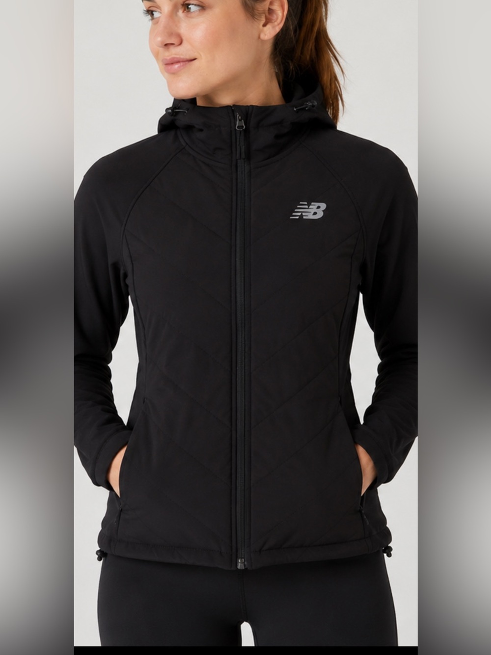 New Balance Women S Black Softshell Hooded Jacket Full Zip Fleece Lined